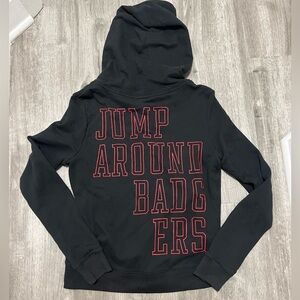 Pink - Wisconsin Badgers Full Zip 'Jump Around Badgers' black hoodie, size L